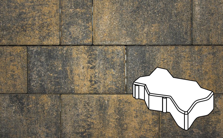 Плитка тротуарная Готика Natur, Зигзаг/Волна Б.2.Ф.6, Лимончелло, 225*112,5*60 мм