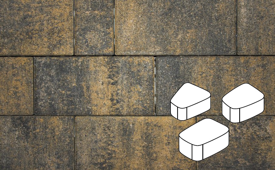 Плитка тротуарная Готика Natur, Веер Б.1.Фсм.6, Лимончелло, комплект 3 шт, толщина 60 мм