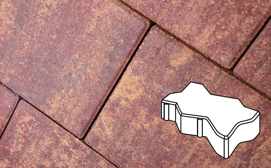 Плитка тротуарная Готика Natur, Волна/Зигзаг/Уни В.2.Ф.10/Г.2.Ф.10, Клинкер, 225*112,5*100 мм