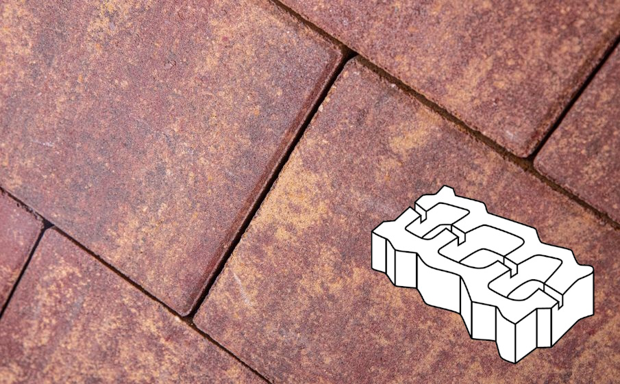 Плитка тротуарная Готика Natur, Газонная решетка Б.4.ГР.8, Клинкер, 450*225*80 мм