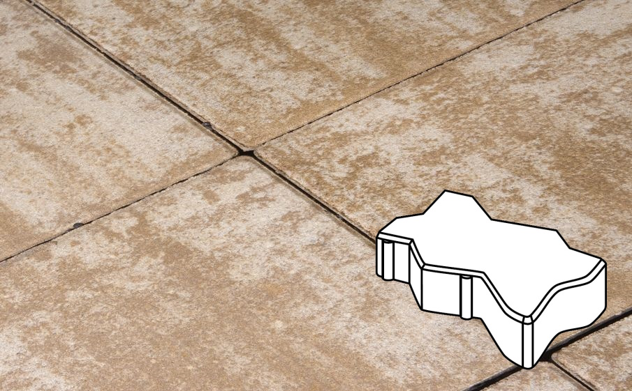 Плитка тротуарная Готика Natur, Волна/Зигзаг/Уни В.2.Ф.10/Г.2.Ф.10, Гоби, 225*112,5*100 мм